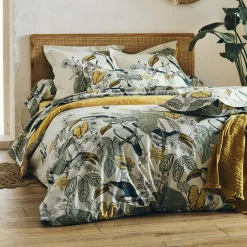 TRADILINGE Housse de couette coton lavé (260 x 240 cm) Toco e Vert Hot