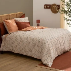 Atmosphera, cru017dateur d'intu017drieur Housse de couette et deux taies coton (240 x 220 cm) Posei Multicolore Discount