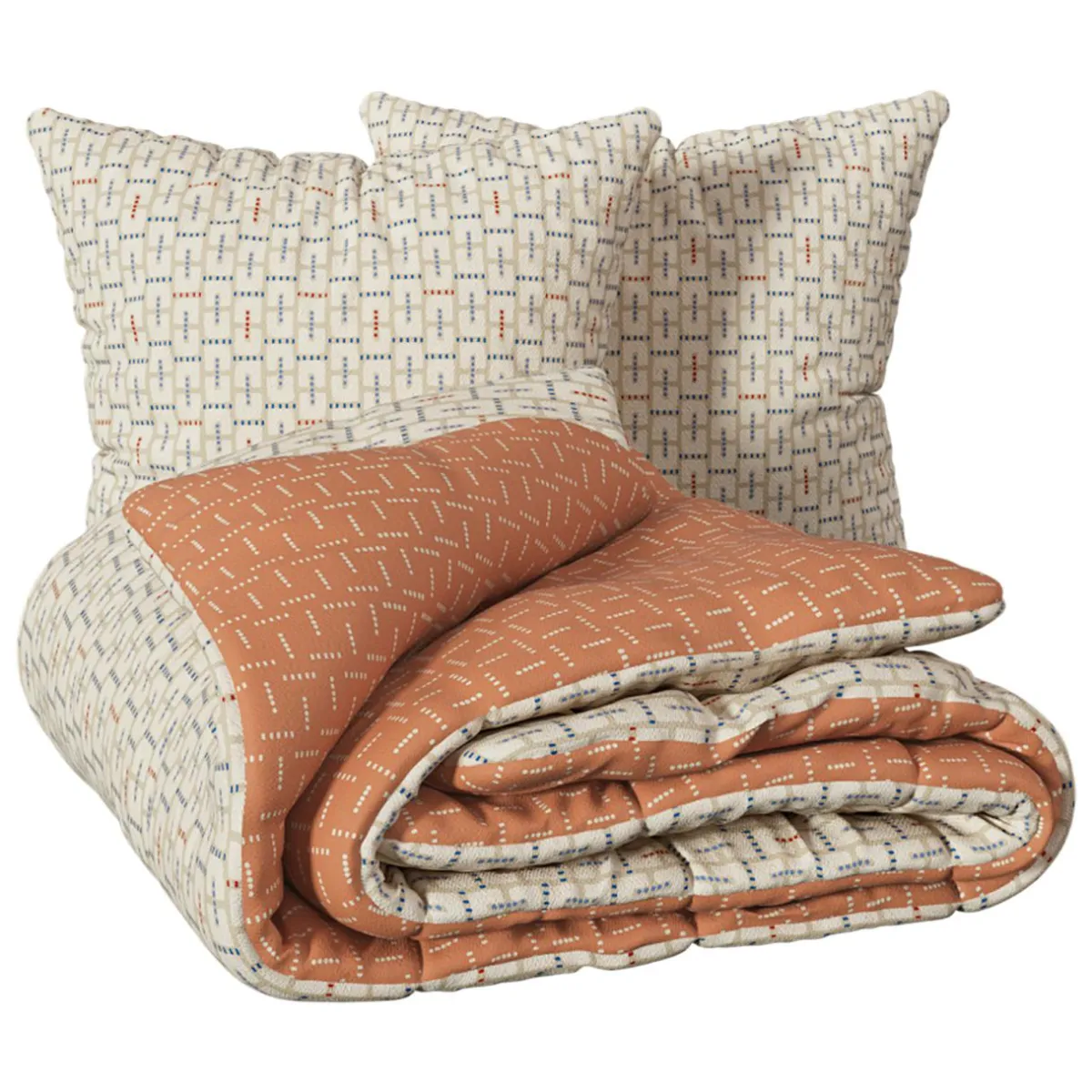 Atmosphera, cru017dateur d'intu017drieur Housse de couette et deux taies coton (240 x 220 cm) Posei Multicolore Discount