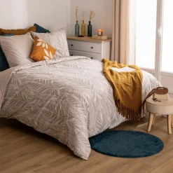 ATMOSPHERA Housse de couette et deux taies coton (240 x 220 cm) Nalh Beige
