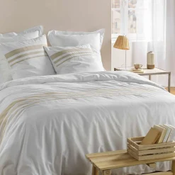DOUCEUR D'INTERIEUR Housse de couette et deux taies coton (240 x 220 cm) Margaux he Blanc Online