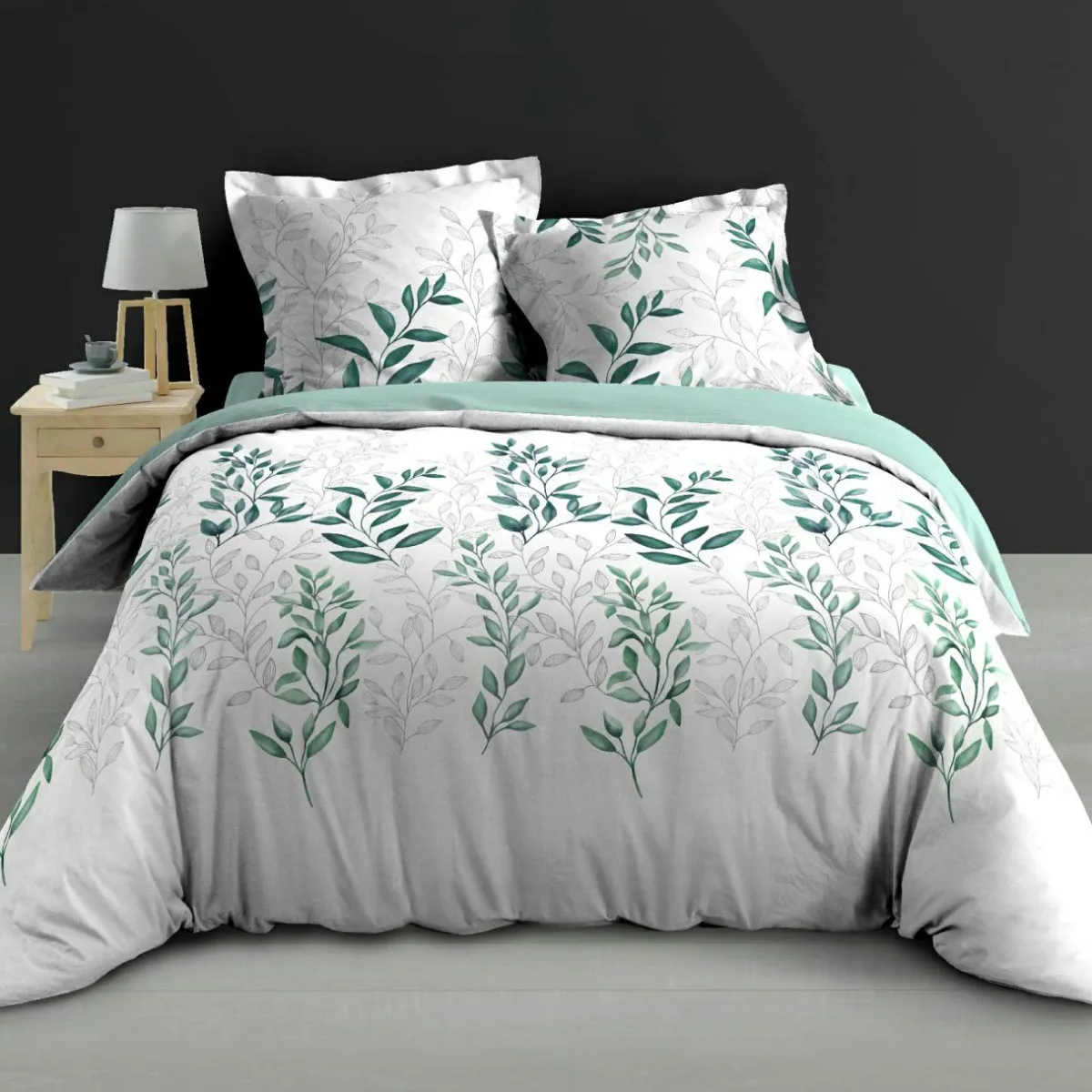 douceur d'intu017drieur Housse de couette et deux taies d'oreiller percale de coton (260 x 240 cm) Wendy e Vert Best