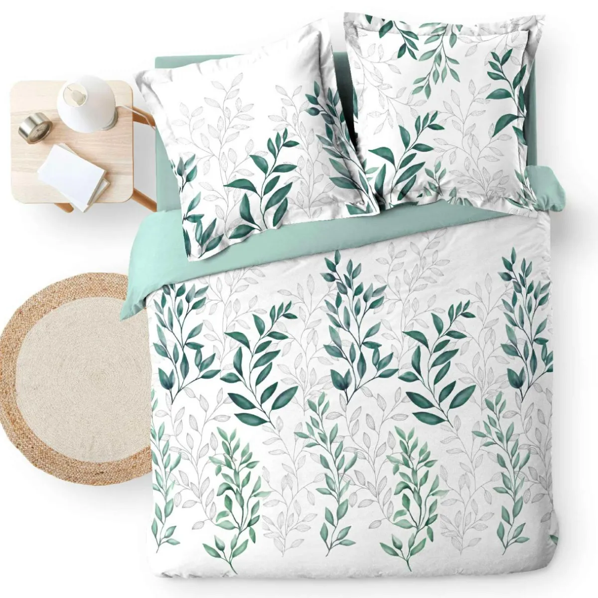 douceur d'intu017drieur Housse de couette et deux taies d'oreiller percale de coton (260 x 240 cm) Wendy e Vert Best