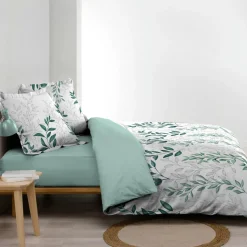 douceur d'intu017drieur Housse de couette et deux taies d'oreiller percale de coton (260 x 240 cm) Wendy e Vert Best