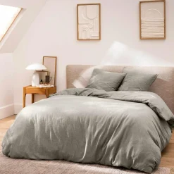 douceur d'intu017drieur Housse de couette et deux taies d'oreiller coton (240 x 220 cm) Meline Gris Anthracite Outlet