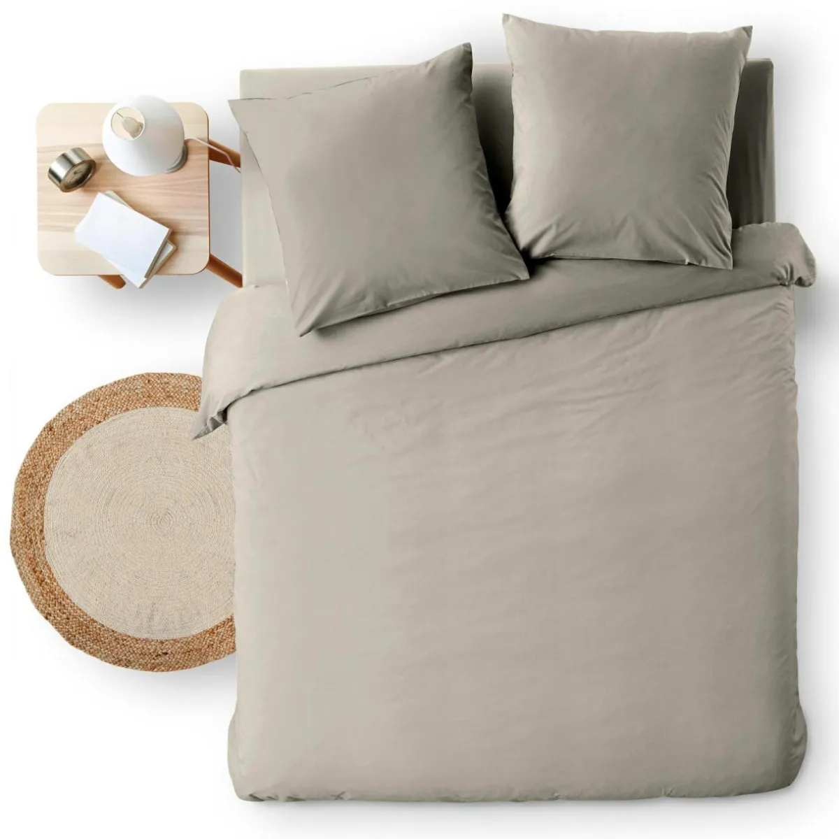 douceur d'intu017drieur Housse de couette et deux taies d'oreiller coton (240 x 220 cm) Meline Gris Anthracite Outlet