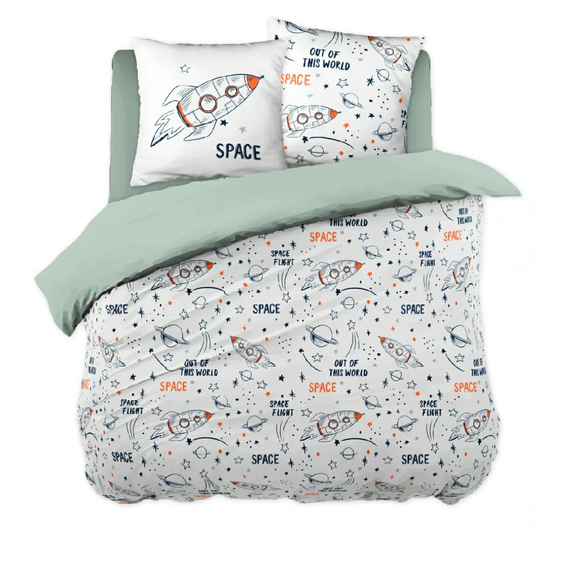 l'Effet Papillon Housse de couette et deux taies enfant coton (200 x 200 cm) Galaxie he Blanc Best
