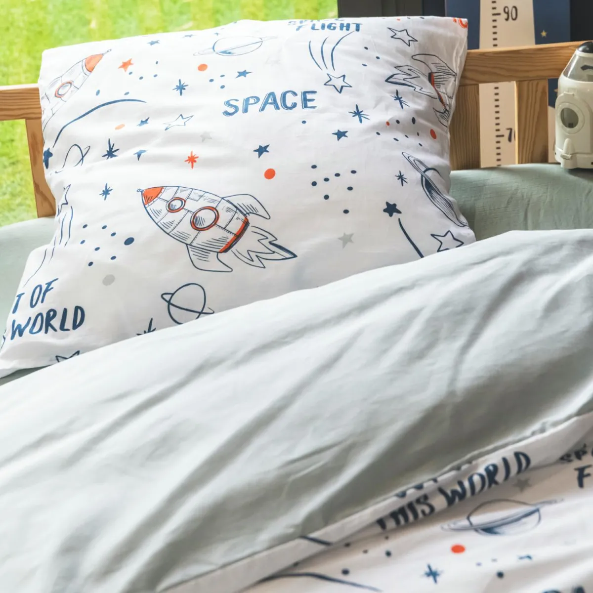l'Effet Papillon Housse de couette et deux taies enfant coton (200 x 200 cm) Galaxie he Blanc Best