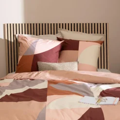 Atmosphera, cru017dateur d'intu017drieur Housse de couette et deux taies percale de coton (260 x 240 cm) Tatia Terracotta Discount