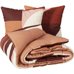 Atmosphera, cru017dateur d'intu017drieur Housse de couette et deux taies percale de coton (260 x 240 cm) Tatia Terracotta Discount