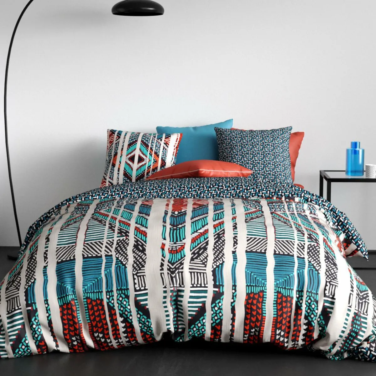 ATELIER DU COTON Housse de couette et deux taies coton (240 x 220 cm) India Multicolore Sale
