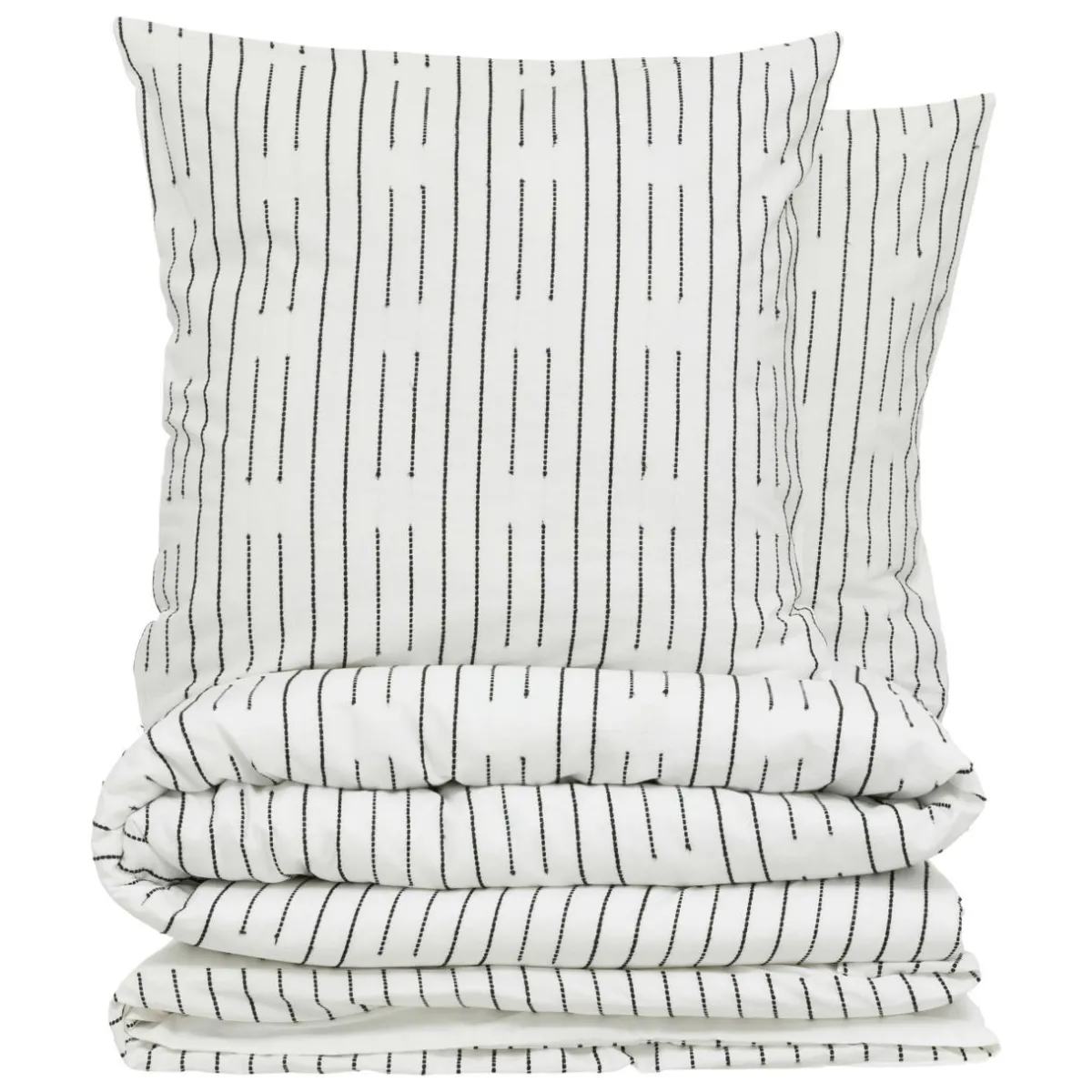 Atmosphera, cru017dateur d'intu017drieur Housse de couette et deux taies coton (260 x 240 cm) Dobby Grise Blanc New
