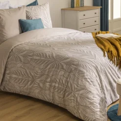 ATMOSPHERA Housse de couette et deux taies coton (260 x 240 cm) Nalh Beige