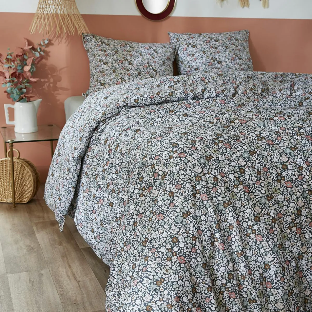 L'EFFET PAPILLON Housse de couette et deux taies coton (200 x 200 cm) Malia Multicolore Discount