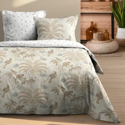 STOF Housse de couette et deux taies d'oreiller en coton (240 x 220 cm) Dabali Écru Ecru Discount