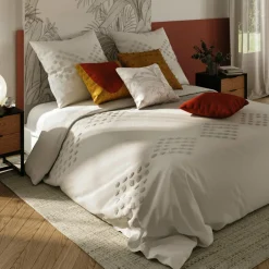 ATMOSPHERA Housse de couette et deux taies coton lavé (260 x 240 cm) Moura Ecru Sale