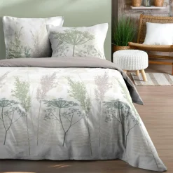 STOF Housse de couette et deux taies d'oreiller en coton (260 x 240 cm) Greta Vert sauge Sale