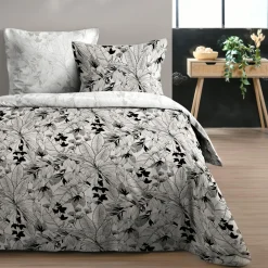 STOF Housse de couette et deux taies d'oreiller en coton (260 x 240 cm) Surya Noir Sale