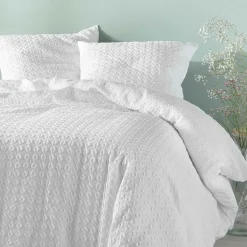 douceur d'intu017drieur Housse de couette et deux taies microfibre gaufrée (240 x 220 cm) Litéa he Blanc New