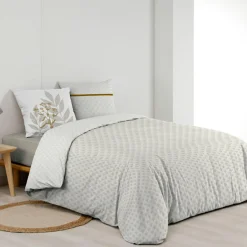 douceur d'intu017drieur Housse de couette et deux taies d'oreiller en coton (240 x 220 cm) Raoni Beige Clearance