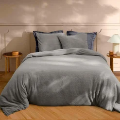 douceur d'intu017drieur Housse de couette et deux taies d'oreiller bouclette (240 x 220 cm) Helena Gris Anthracite Discount