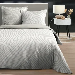 STOF Housse de couette et deux taies d'oreiller en coton (260 x 240 cm) Tory Écru Ecru