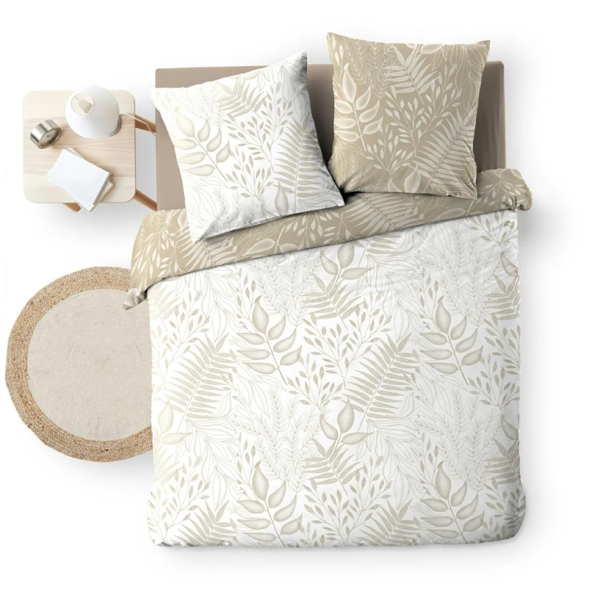 DOUCEUR D'INTERIEUR Housse de couette et deux taies coton (260 x 240 cm) Cassia Beige Outlet
