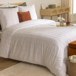 ATMOSPHERA Housse de couette et deux taies satin de coton (240 x 220 cm) Isadora he Blanc New