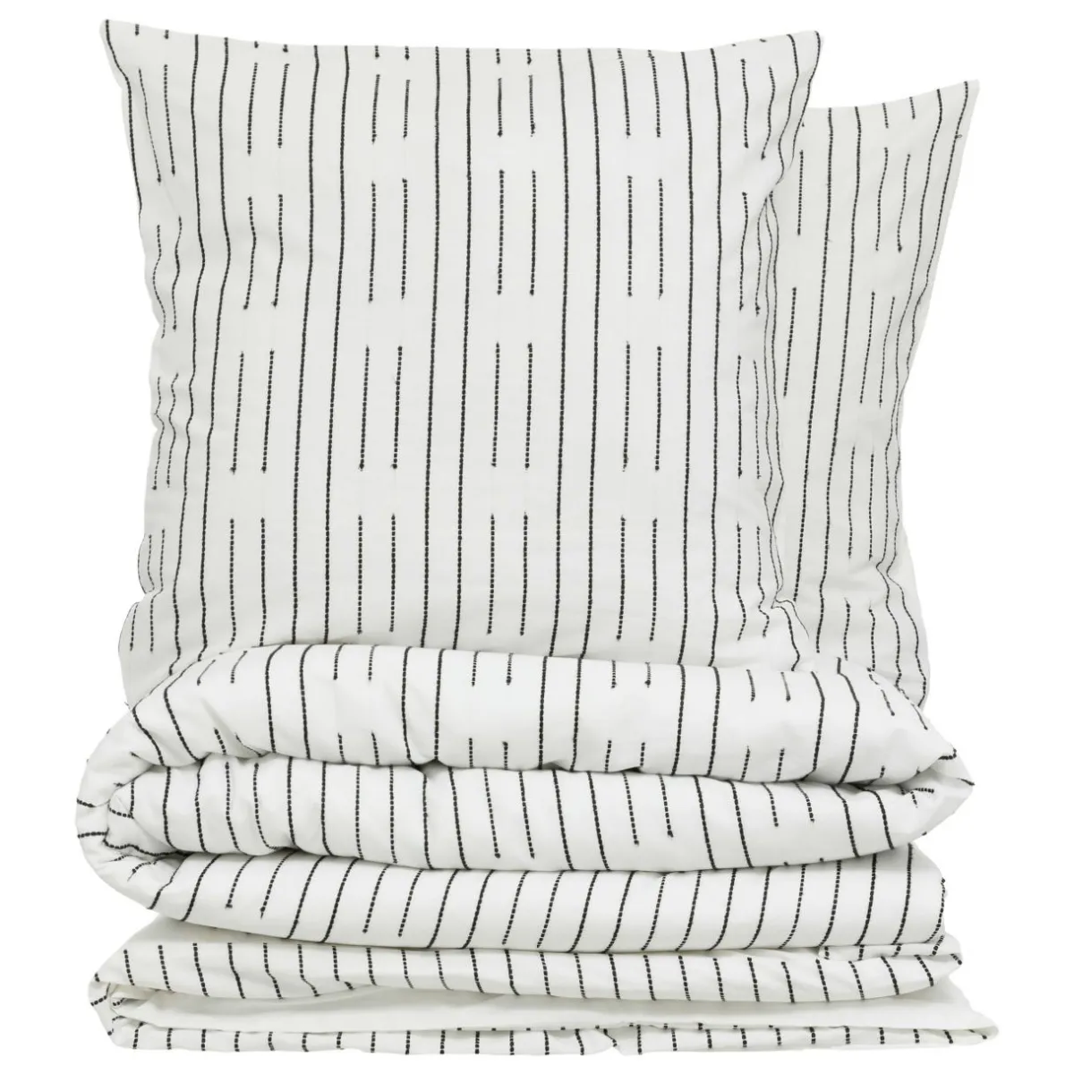 Atmosphera, cru017dateur d'intu017drieur Housse de couette et deux taies coton (240 x 220 cm) Dobby Noire Blanc Hot