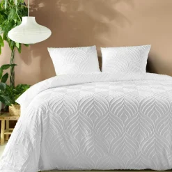douceur d'intu017drieur Housse de couette et deux taies microfibre tuftée (240 x 220 cm) Heltie he Blanc Online