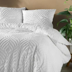douceur d'intu017drieur Housse de couette et deux taies microfibre tuftée (240 x 220 cm) Heltie he Blanc Online