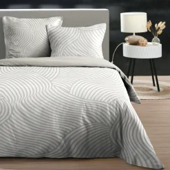 STOF Housse de couette et deux taies d'oreiller en coton (240 x 220 cm) Tory Écru Ecru Hot