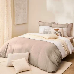 douceur d'intu017drieur Housse de couette et deux taies d'oreiller coton (240 x 220 cm) Gabrielle Beige Clearance