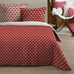 STOF Housse de couette et deux taies coton (240 x 220 cm) Valgenis Rouge Outlet