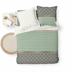 DOUCEUR D'INTERIEUR Housse de couette et deux taies percale de coton (240 x 220 cm) Belor e Vert Outlet