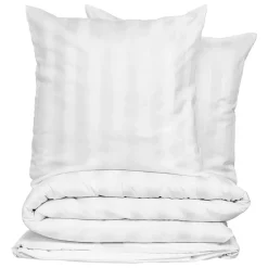 ATMOSPHERA Housse de couette et deux taies satin de coton (260 x 240 cm) Isadora he Blanc Hot