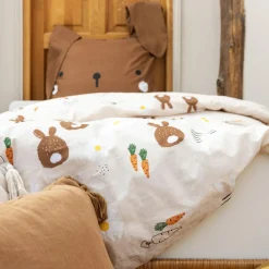 L'EFFET PAPILLON Housse de couette et deux taies enfant coton (240 x 220 cm) Pompon Marron Online