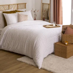 ATMOSPHERA Housse de couette et deux taies polycoton (240 x 220 cm) Irhia he Blanc Clearance