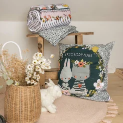 L'EFFET PAPILLON Housse de couette et deux taies enfant coton (240 x 220 cm) Jardinage Multicolore Sale