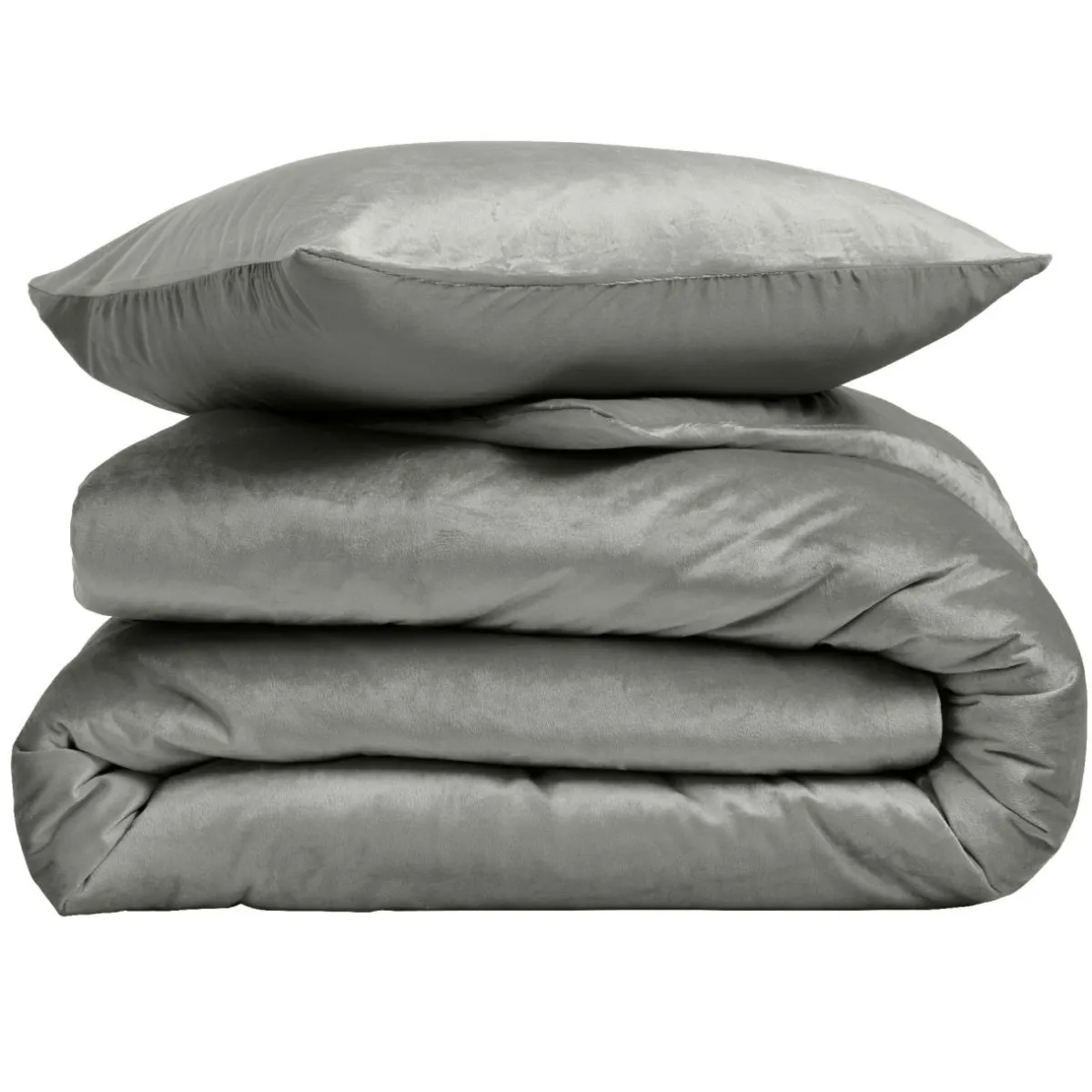 douceur d'intu017drieur Housse de couette et deux taies d'oreiller velours (240 x 220 cm) Velina Gris Anthracite New