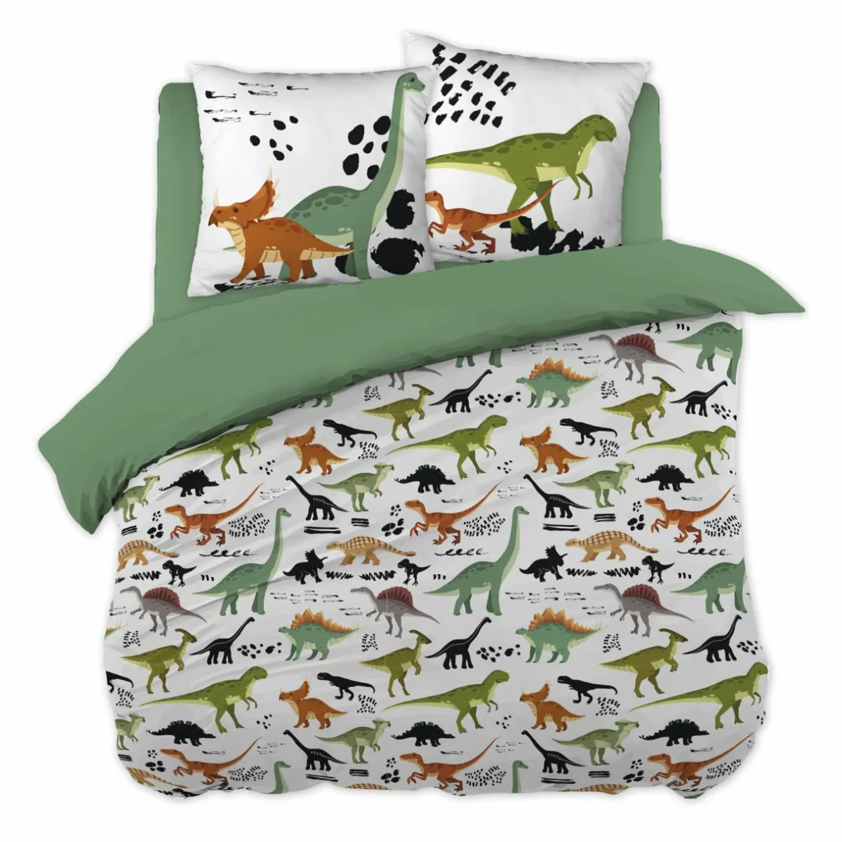 L'EFFET PAPILLON Housse de couette et deux taies enfant coton (240 x 220 cm) Cretace e Vert Online