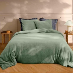 douceur d'intu017drieur Housse de couette et deux taies d'oreiller bouclette (240 x 220 cm) Helena cédre Vert Sale