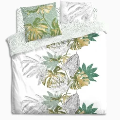 ATMOSPHERA Housse de couette et deux taies coton (240 x 220 cm) Monstera Multicolore Discount