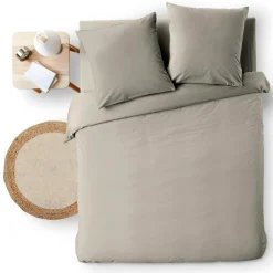 douceur d'intu017drieur Housse de couette et deux taies d'oreiller coton (260 x 240 cm) Meline Gris Anthracite Discount