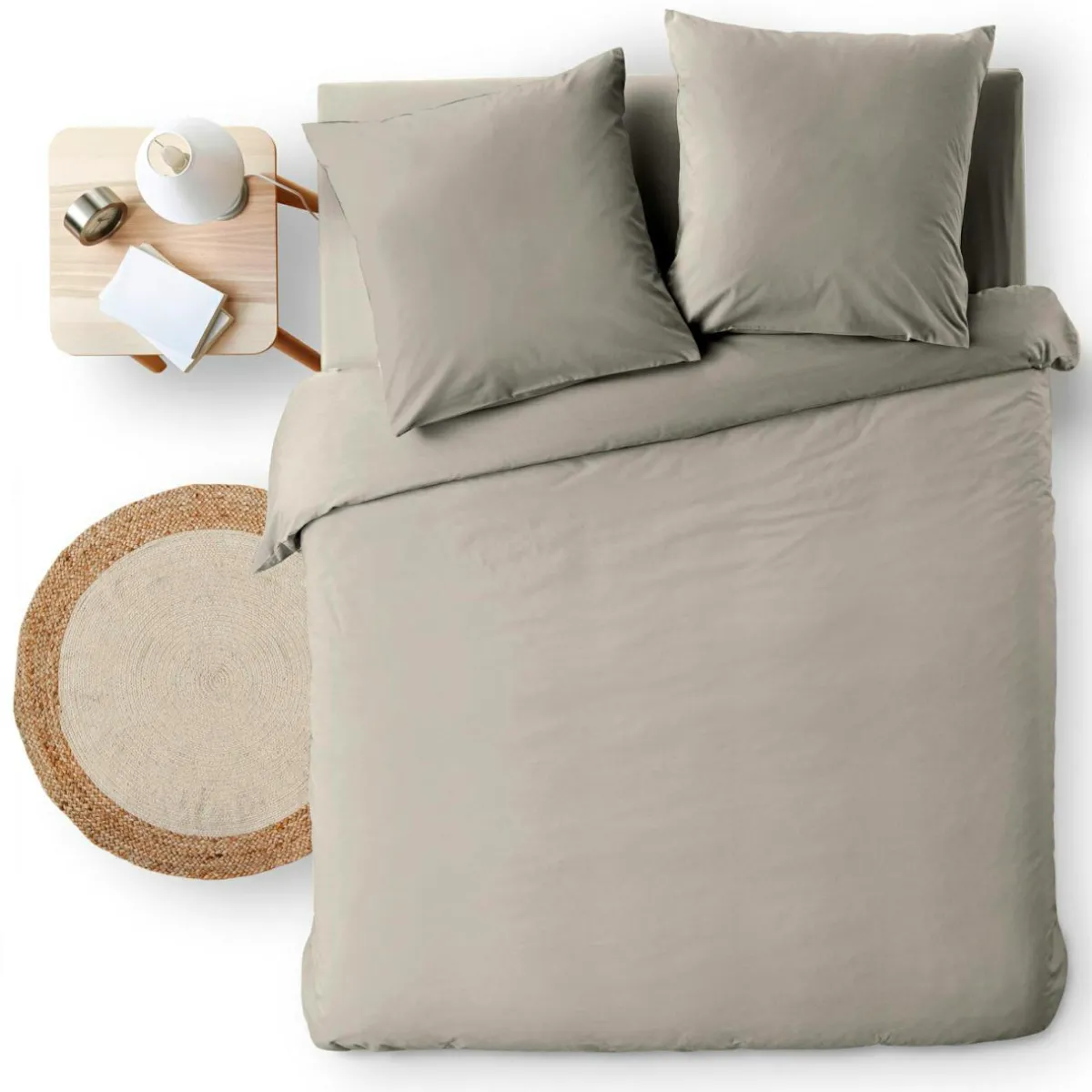 douceur d'intu017drieur Housse de couette et deux taies d'oreiller coton (260 x 240 cm) Meline Gris Anthracite Discount