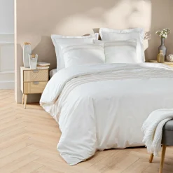 douceur d'intu017drieur Housse de couette et deux taies coton (260 x 240 cm) Opéra he Blanc Sale