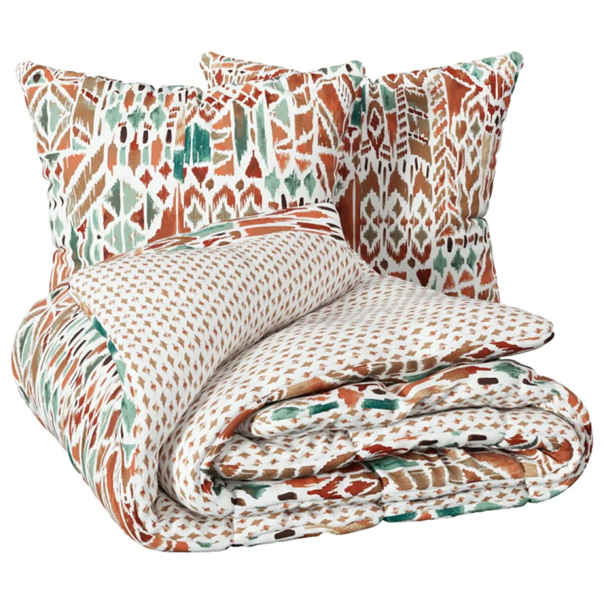 Atmosphera, cru017dateur d'intu017drieur Housse de couette et deux taies coton (240 x 220 cm) Ikat Multicolore Outlet