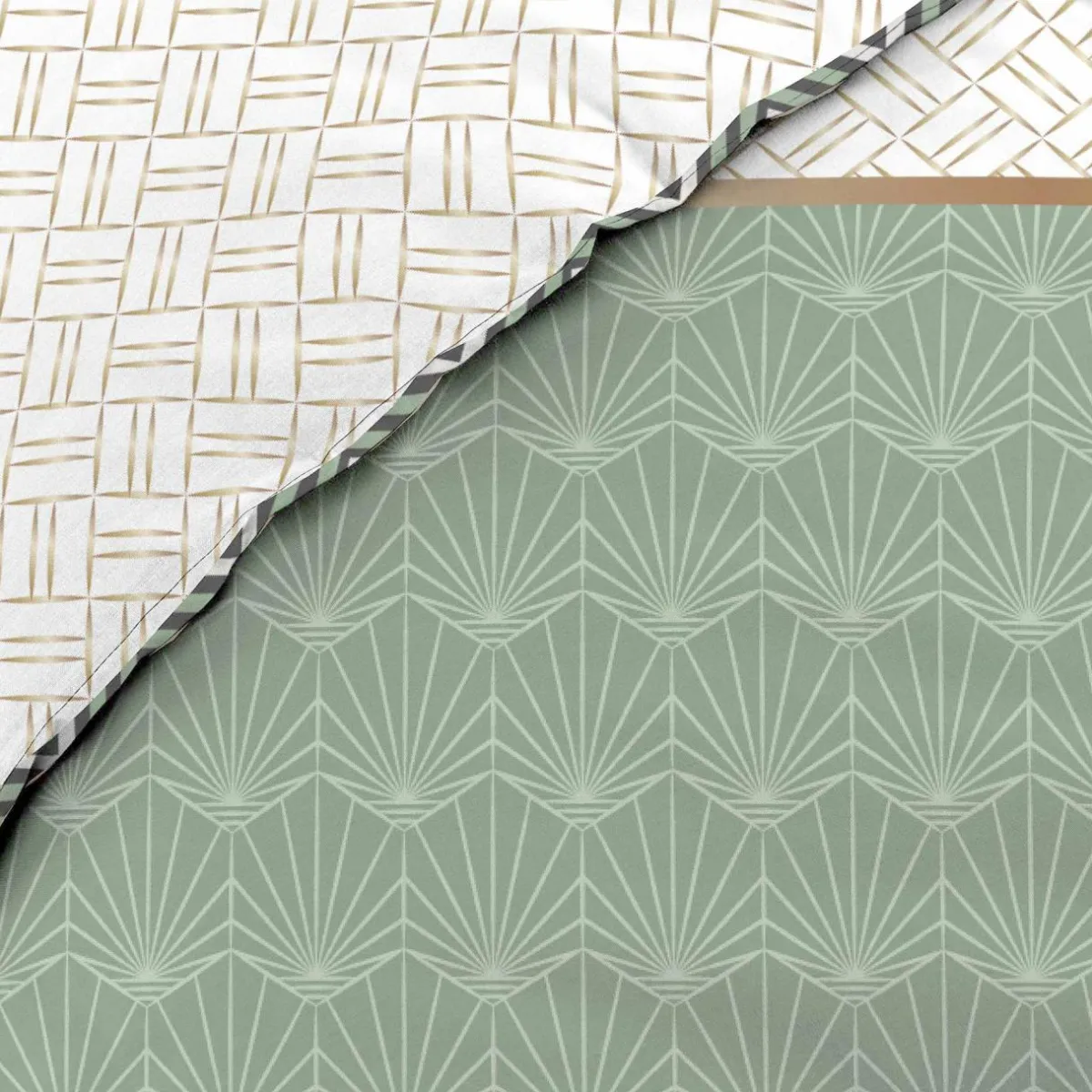 DOUCEUR D'INTERIEUR Housse de couette et deux taies percale de coton (260 x 240 cm) Belor e Vert Online