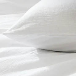 douceur d'intu017drieur Housse de couette et deux taies d'oreiller coton (260 x 240 cm) Meline Blanc Sale
