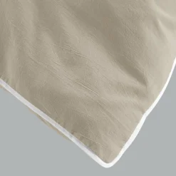 DOUCEUR D'INTERIEUR Housse de couette et deux taies coton lavé (260 x 240 cm) Linette Beige New